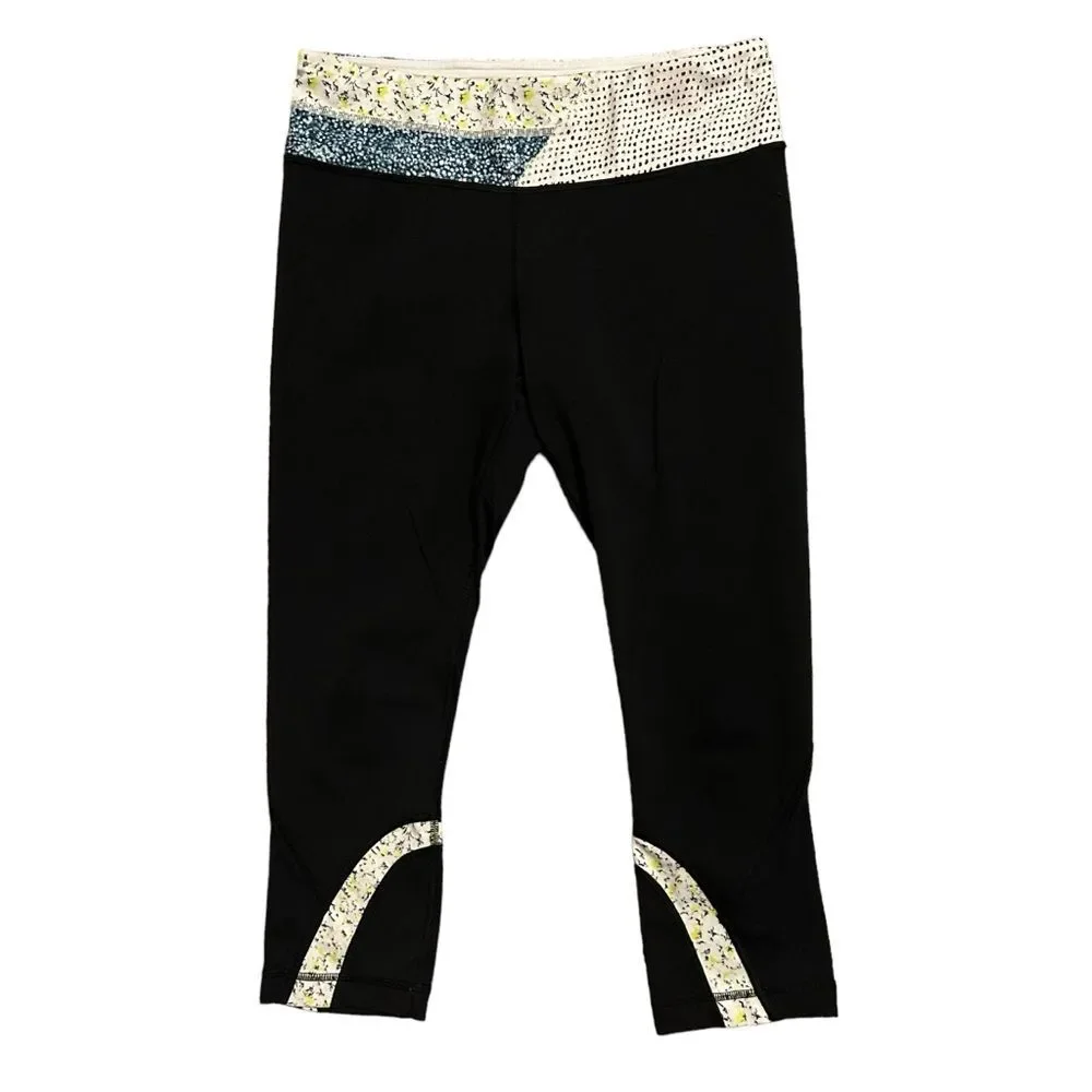 LULULEMON RUN: Inspire Crop II Black/Quilt/Fresh Fleur Neutral Blush Split Pea 8